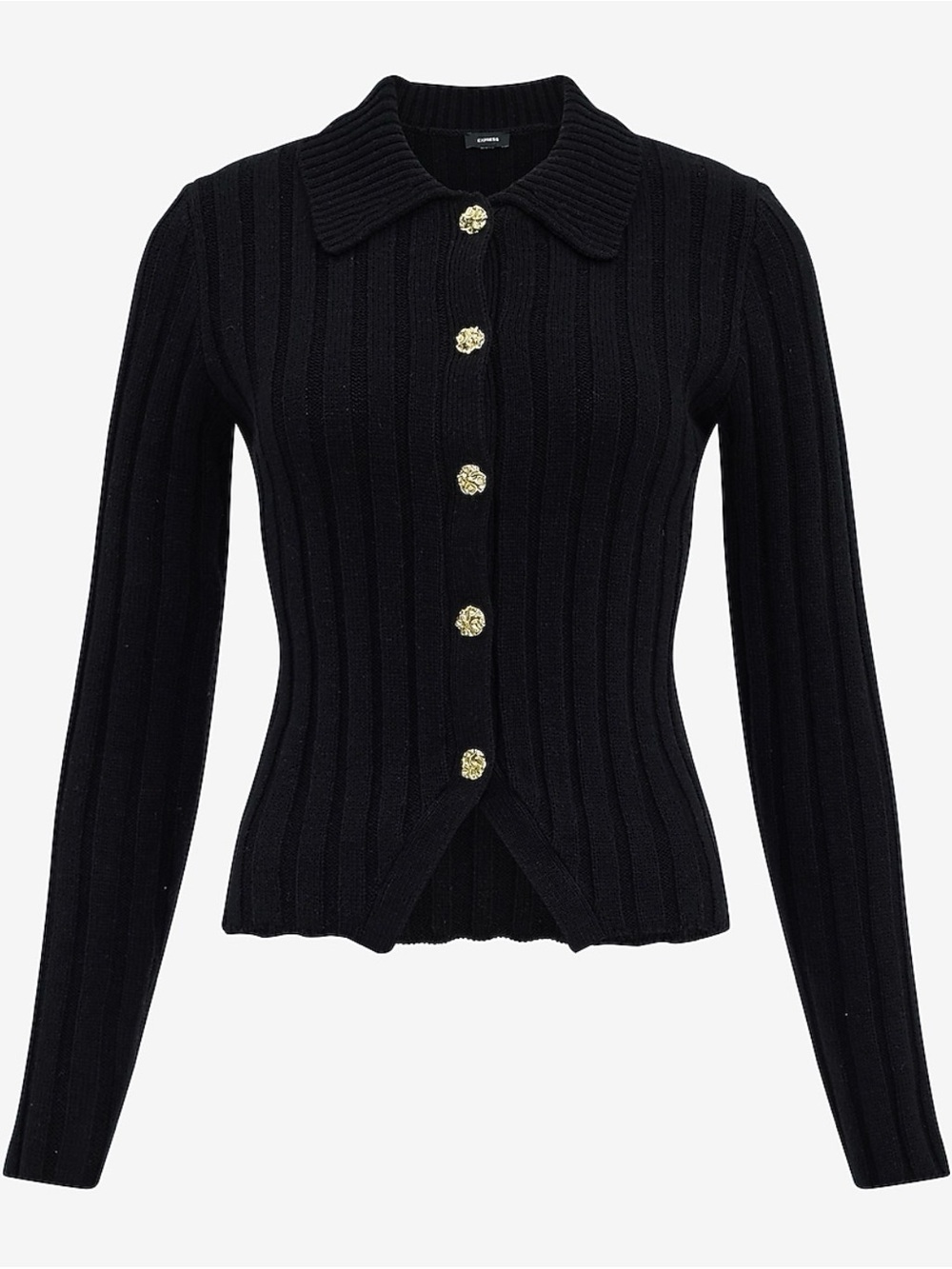 NWT Express Fitted Novelty Button Ribbed Cutaway Hem Cardigan - XS